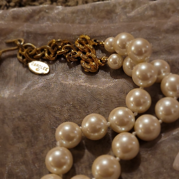 VTG Carolee Pearl & golden chain link necklace - Picture 10 of 12